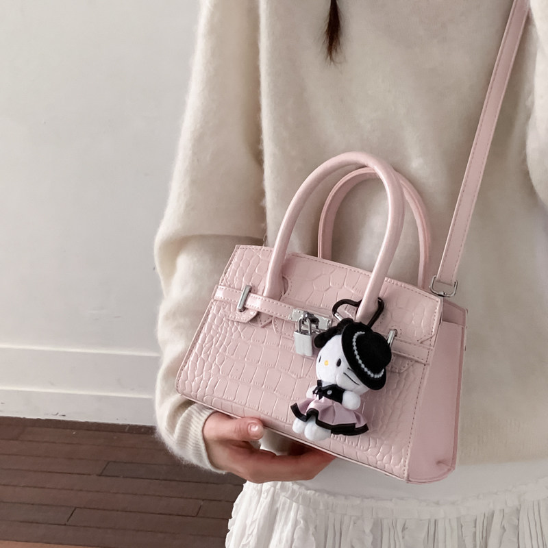 粉色鳄鱼纹凯莉包女2026新款潮高级感质感轻奢小众手提斜挎小方包,箱包皮具/热销女包/男包,通用款女包,淘宝优惠券,粉丝福利购,淘宝优惠卷