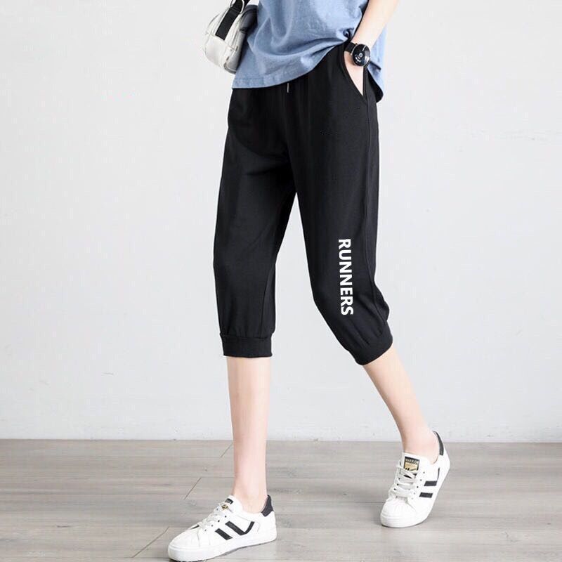 七分裤女夏季薄款宽松弹力显瘦哈伦裤大码胖mm休闲裤马裤中裤女裤