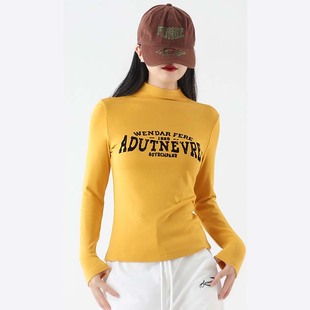 街舞爵士舞健身运动休闲舞蹈服女 广场舞服装 秋冬打底衫 半高领长袖