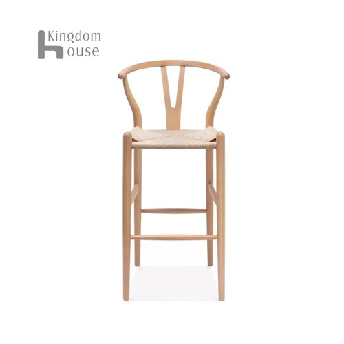 Hans wegner wishbone Y bar stool北欧时尚吧椅靠背实木高脚椅