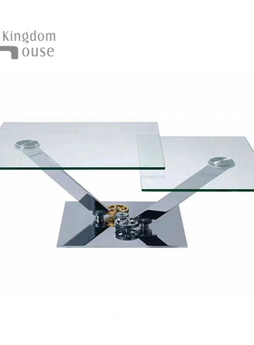 Astrolab北欧经典设计师不锈钢玻璃方形茶几意式旋转式机械茶几