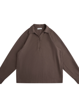 RANDOMHOKER 条纹polo领厚款长袖衬衫 双色