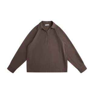 RANDOMHOKER 条纹polo领厚款长袖衬衫 双色