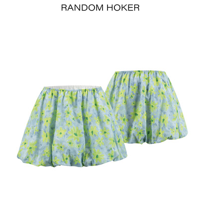 RANDOM HOKER松紧无腰头显瘦褶皱花苞蓬蓬裙*防走光裙裤