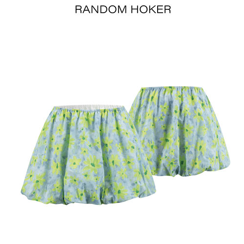 RANDOM HOKER松紧无腰头显瘦褶皱花苞蓬蓬裙*防走光裙裤