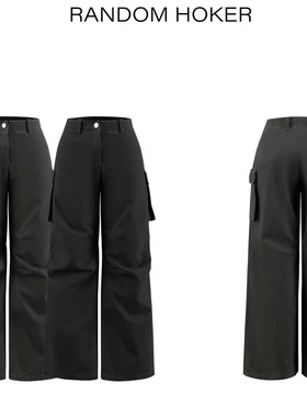 RANDOHOKER男女同款重磅全棉多口袋水洗宽松挺阔中低腰休闲工装裤