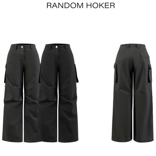 RANDOHOKER男女同款重磅全棉多口袋水洗宽松挺阔中低腰休闲工装裤