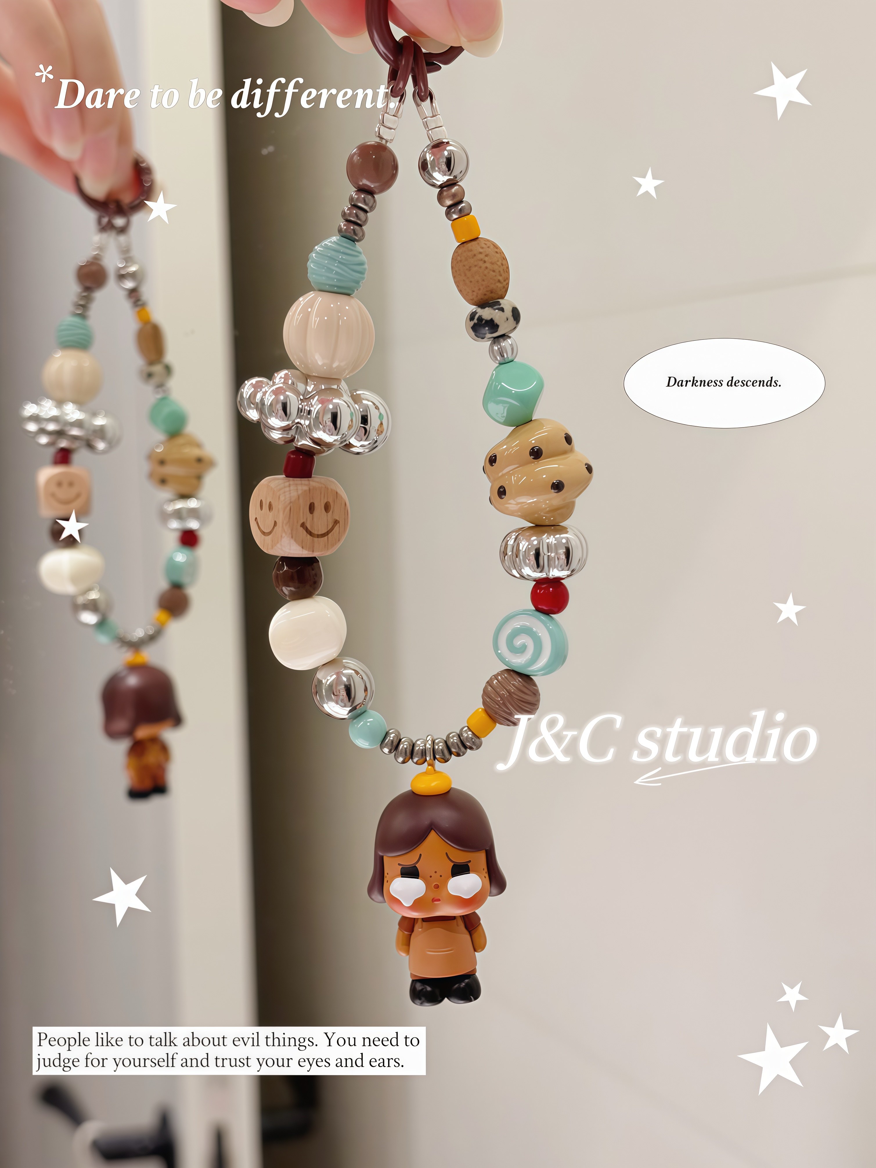 正版泡泡咖啡工厂哭娃萌粒手机链包挂钥匙扣ccd挂件原创串珠包链