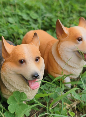 跨境仿真大号趣味柯基犬摆件模型玩具实心创意静态狗狗模玩手办