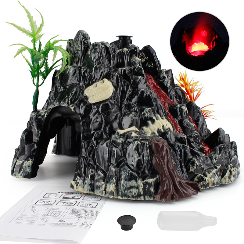 仿真火山玩具恐龙动物场景摆件冒