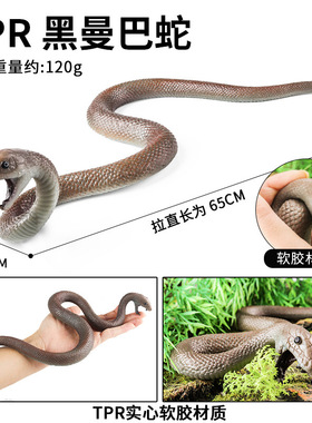儿童认知TPR软胶实心大号黑曼巴蛇万圣节整蛊道具解压桌面摆件