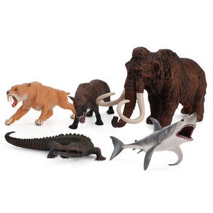 儿童科教认知海洋野生远古动物模型巨齿鲨长毛象狮子恐狼仿真手办