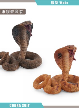 跨境仿真野生两栖爬行动物模型蟒蛇眼镜王蛇静态桌面装饰摆件玩具