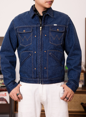 红风 洗水牛仔外套男秋冬原牛14OZ美式复古夹克24MJZ牛仔衣60S