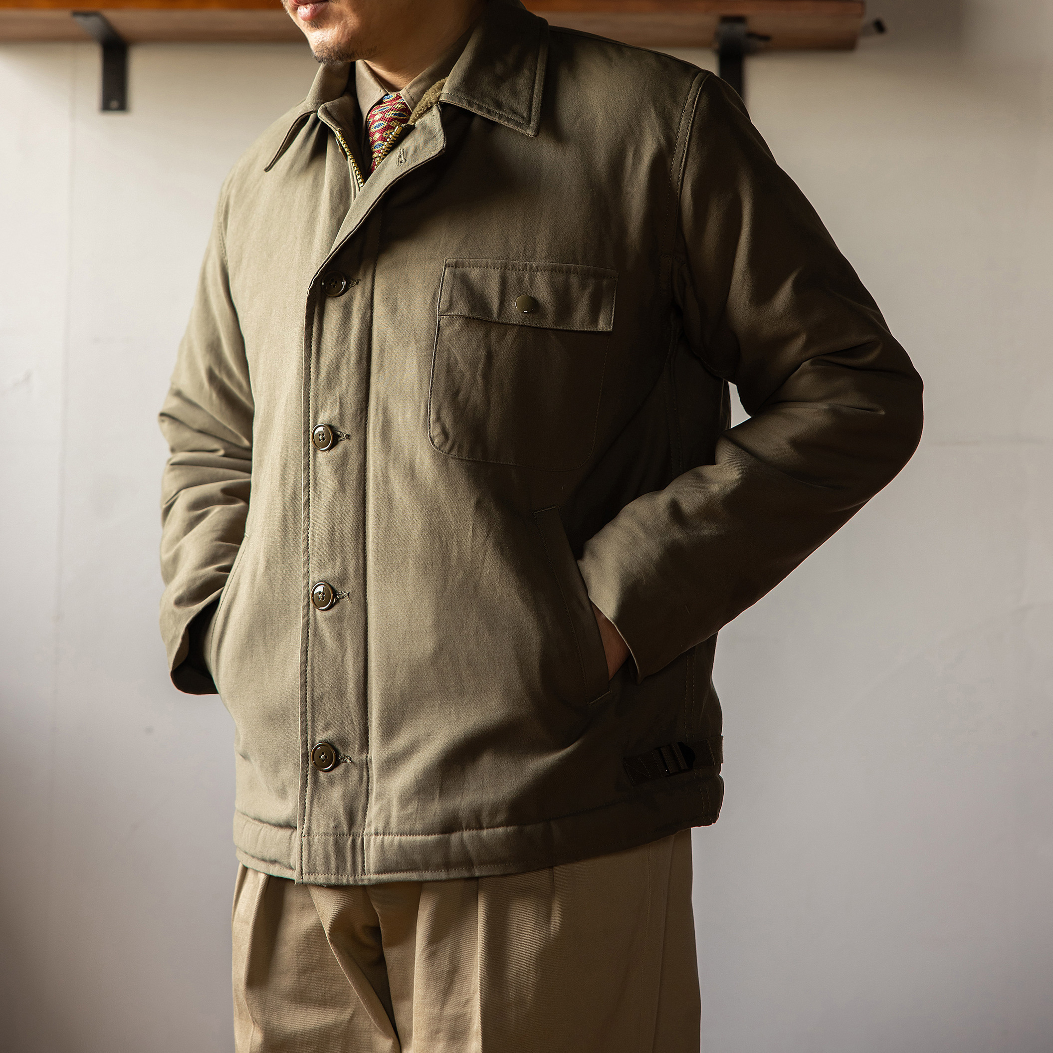 红风 a2飞行服男复古空军飞行员夹克加厚短款翻领工装外套