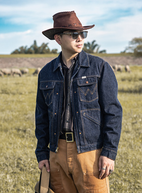 红风24MJZ牛仔外套男开春原牛阿美咔叽14OZ美式复古夹克牛仔衣60S