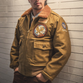 飞行服男秋冬宽松加厚工装 红风 B10二战飞行夹克男菌装 棉服短外套