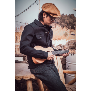 红风 阿美咔叽蓝黑双染原牛赤耳丹宁牛仔外套牛仔衣 重磅养牛款