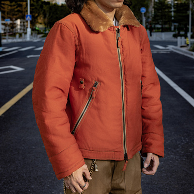 红风小橘重磅地勤保暖夹克毛领防寒服丛林布羊驼毛3M加厚工装外套