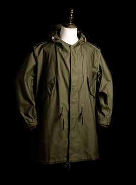 红风 美式M51鱼尾风衣军事外套男宽松工装中长款军版大衣春 PARKA