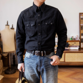 衬衣 红风 复刻双RL 复古尖领爪扣工装 休闲长袖 西部衬衫 男春秋美式