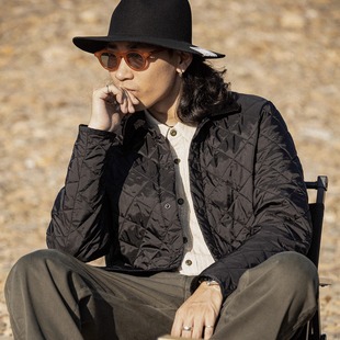 红风复古 菱格绗缝骑士棉服男款秋冬3M新雪丽夹棉棉袄外套