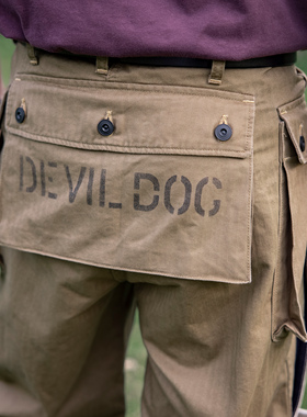 红风 P44伞兵裤男宽松直筒阔腿长裤美式复古工装裤多口袋休闲裤