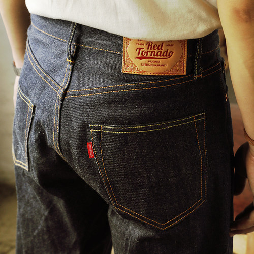 丹宁红风春季款阿美咔叽牛仔裤