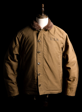 红风 N1甲板服海军夹克男菌装男秋冬宽松加厚工装棉服羊羔毛外套