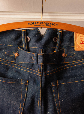 红风 锥形牛仔裤男美式复古阿美咔叽雪花原牛赤耳丹宁2000T长裤