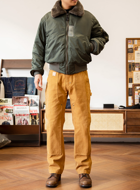 红风 咔哈特帆布工装裤美式直筒矿工裤白色双膝伐木裤 130周年B01