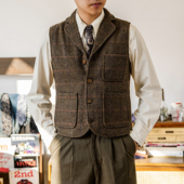 红风重磅羊毛粗花呢马甲 RRL风格 美式 复古阿美咔叽毛呢背心