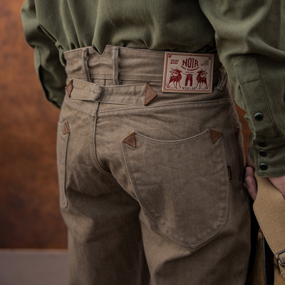 红风柿染牛王 牛仔裤宽松直筒重磅赤耳丹宁巴黎扣工装长裤634