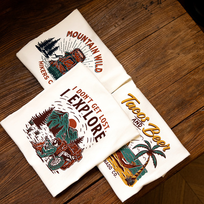 短袖美式休闲男女印花T恤