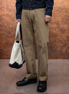 红风 美式复古工装裤休闲裤纯棉修身直筒军绿色chino长裤 复刻RL