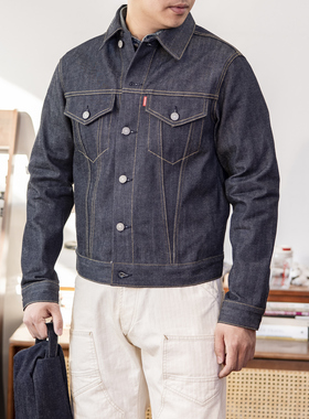 红风 TYPE3原色复古牛仔夹克LVC557丹宁牛仔外套男短款机车牛仔衣