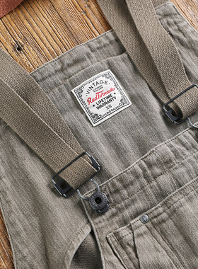 红风 复古蜡染水洗牛仔背带裤宽松春季宽松工装牛仔裤背带菌裤潮