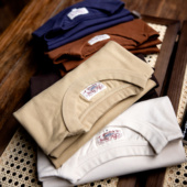 红风 T恤 阿美咔叽纯棉纯色夏正肩小领口短袖 美式 复古重磅T恤男士