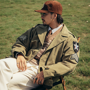 红风 M41二战美军野战坦克服复古工装夹克外套男宽松战地风衣