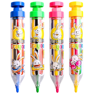 8合1旋转多色蜡笔按动蜡笔彩色儿童幼儿园美术涂鸦创意不脏手彩笔画笔宝宝画画笔绘画本填充色笔小学生做标记