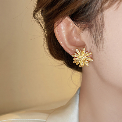法式复古金色麦穗立体耳钉