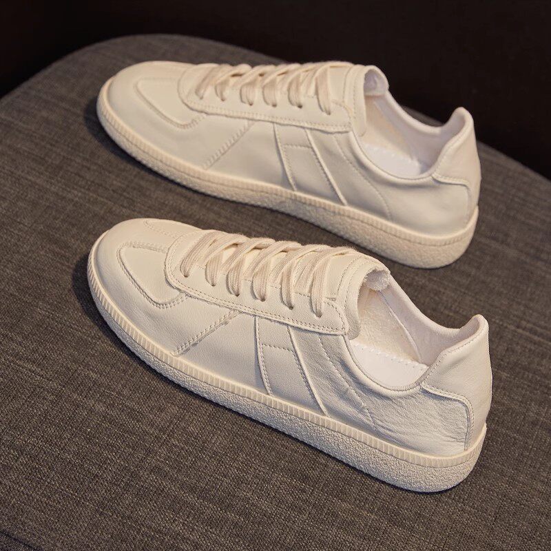 春秋新款小白鞋女系带平底百搭爆款头层牛皮透气休闲板鞋大码女鞋