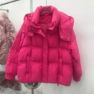 白鸭绒保暖面包服宽松显瘦外套 加厚韩版 短款 连帽羽绒服女2025新款