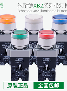 施耐德带灯按钮开关XB2BW33B1C绿色常开24V自复位XB2BW34M1C 220V