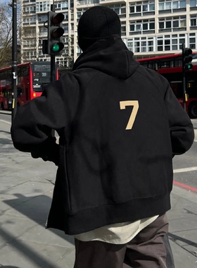 植绒7字ESSENTLAIS FOGESS2025卫衣外套男女连帽美式高街拉链上衣