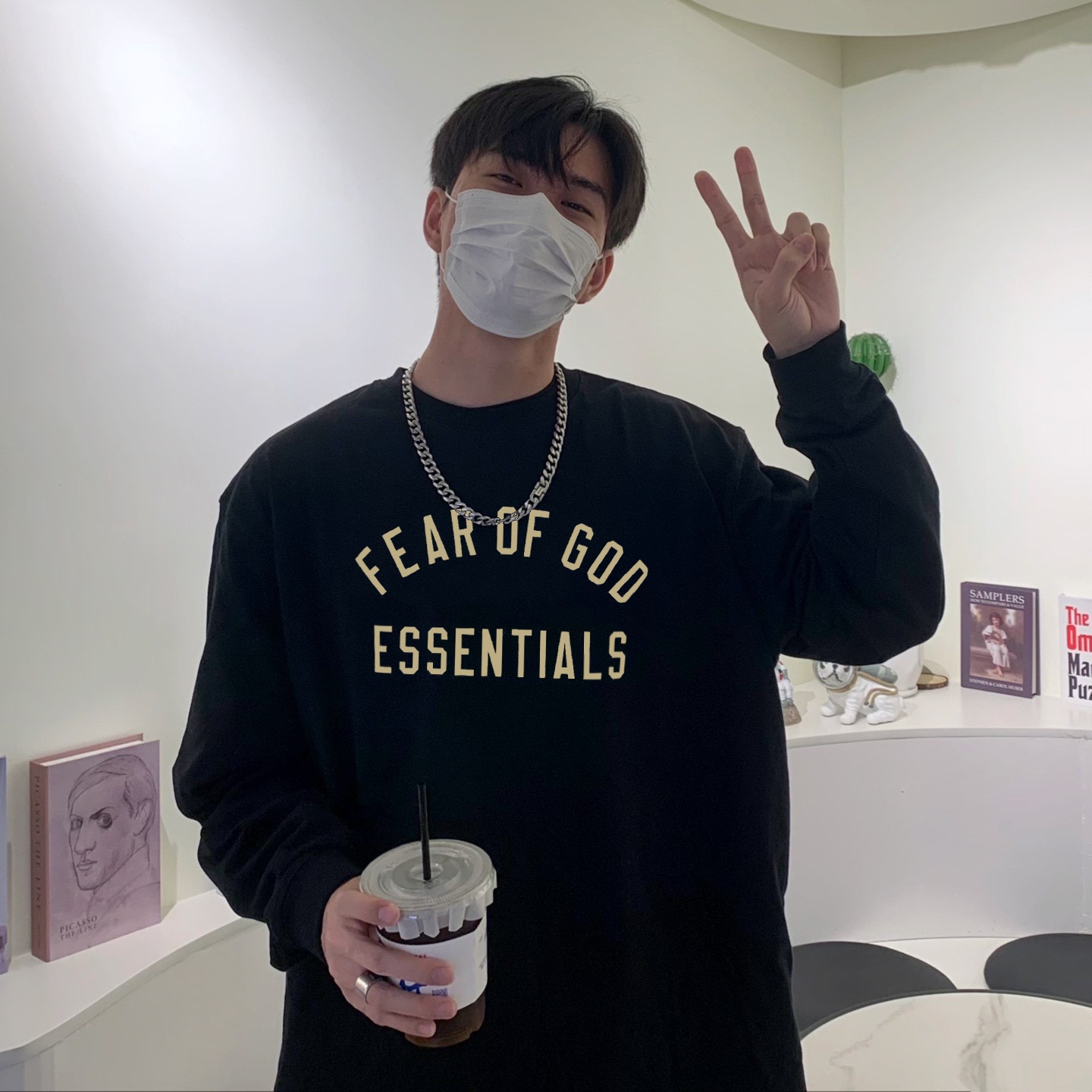 字母essentials长袖T恤美式男女