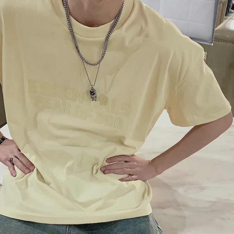 正版FOG植绒浮雕短袖美式嘻哈男