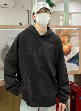 双排植绒ESSENTLAIS FOGESS2025连帽卫衣男嘻哈高街美式秋冬帽衫