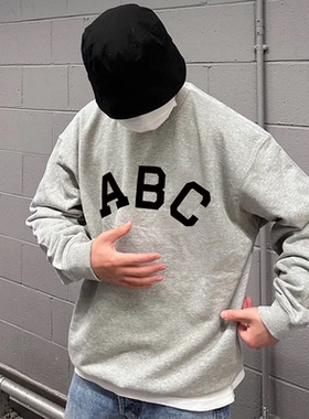 ESSENTLAIS FOGESS2025卫衣男女圆领美式高街百搭秋冬ABC长袖上衣