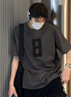 植绒8字ESSENTLAIS FOGESS2025短袖男女百搭高街潮牌美式t恤半袖